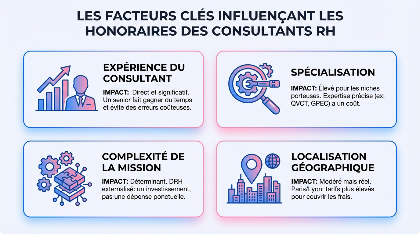 Consultant RH analysant des facteurs de coûts sur un tableau blanc