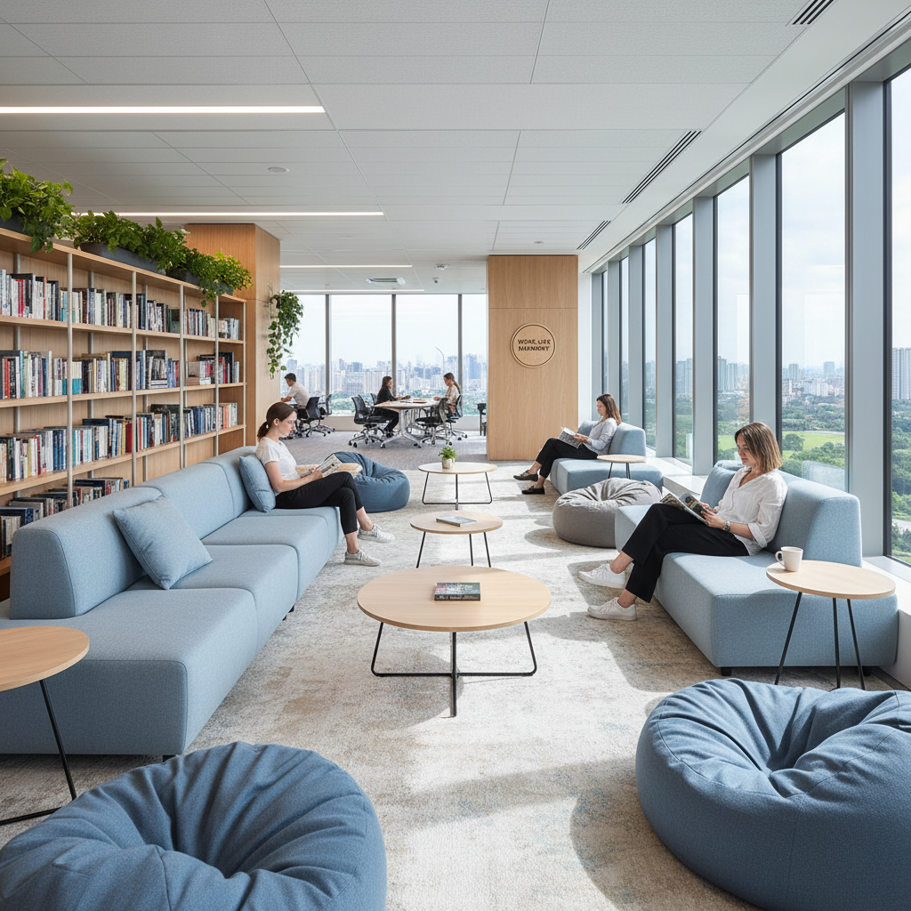 Espace de détente et de bien-être dans une entreprise moderne favorisant la qualité de vie au travail